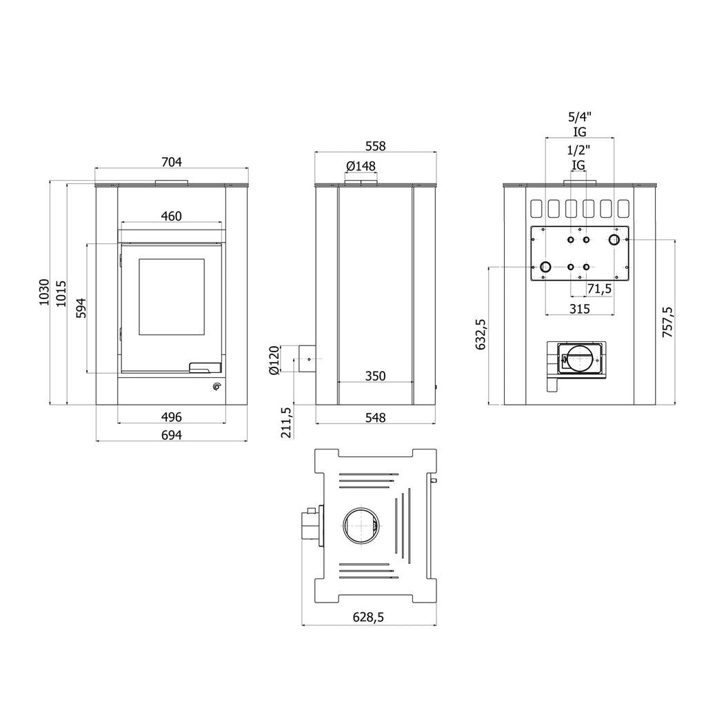 Aquaflam Vario Lend Kaminofen Rot