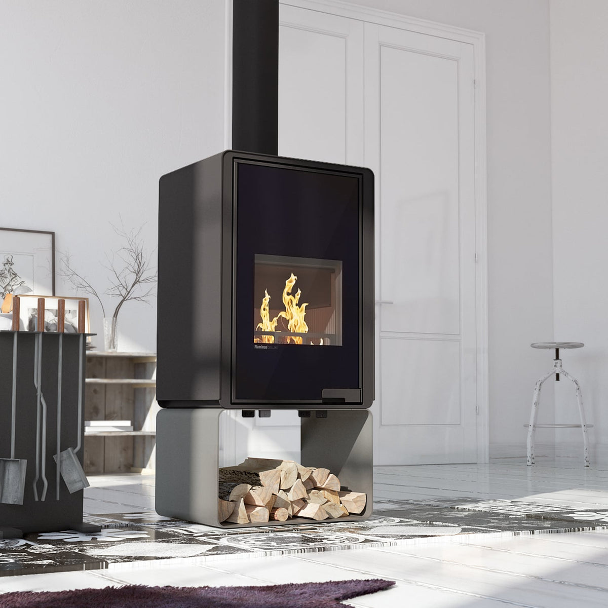 HS Flamingo Deluxe Pentai Kaminofen Grau